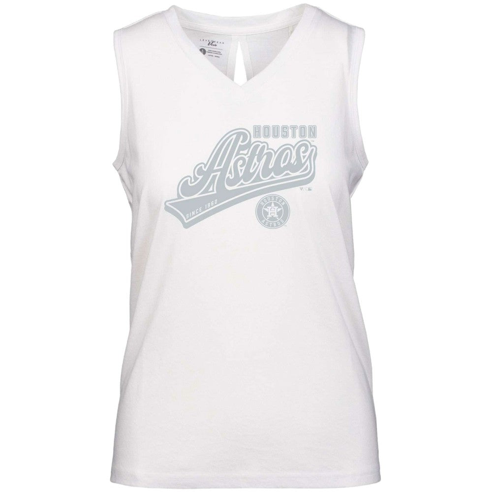 Houston Astros Levelwear Women's  Paisley Sweep V-Neck Tank Top - White