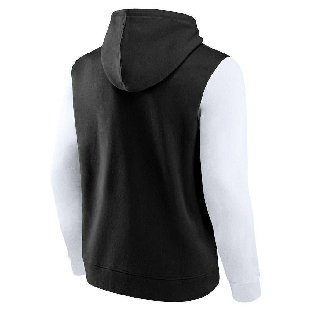 Brooklyn Nets Logo Athletic Outline Colorblock Pullover Hoodie - Black outlet