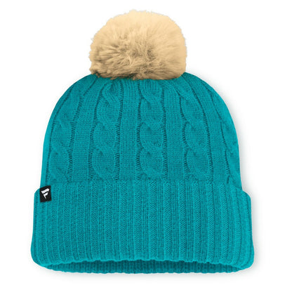 Miami Dolphins Women's Cable Knit Cuffed Hat with Pom - Aqua on sale