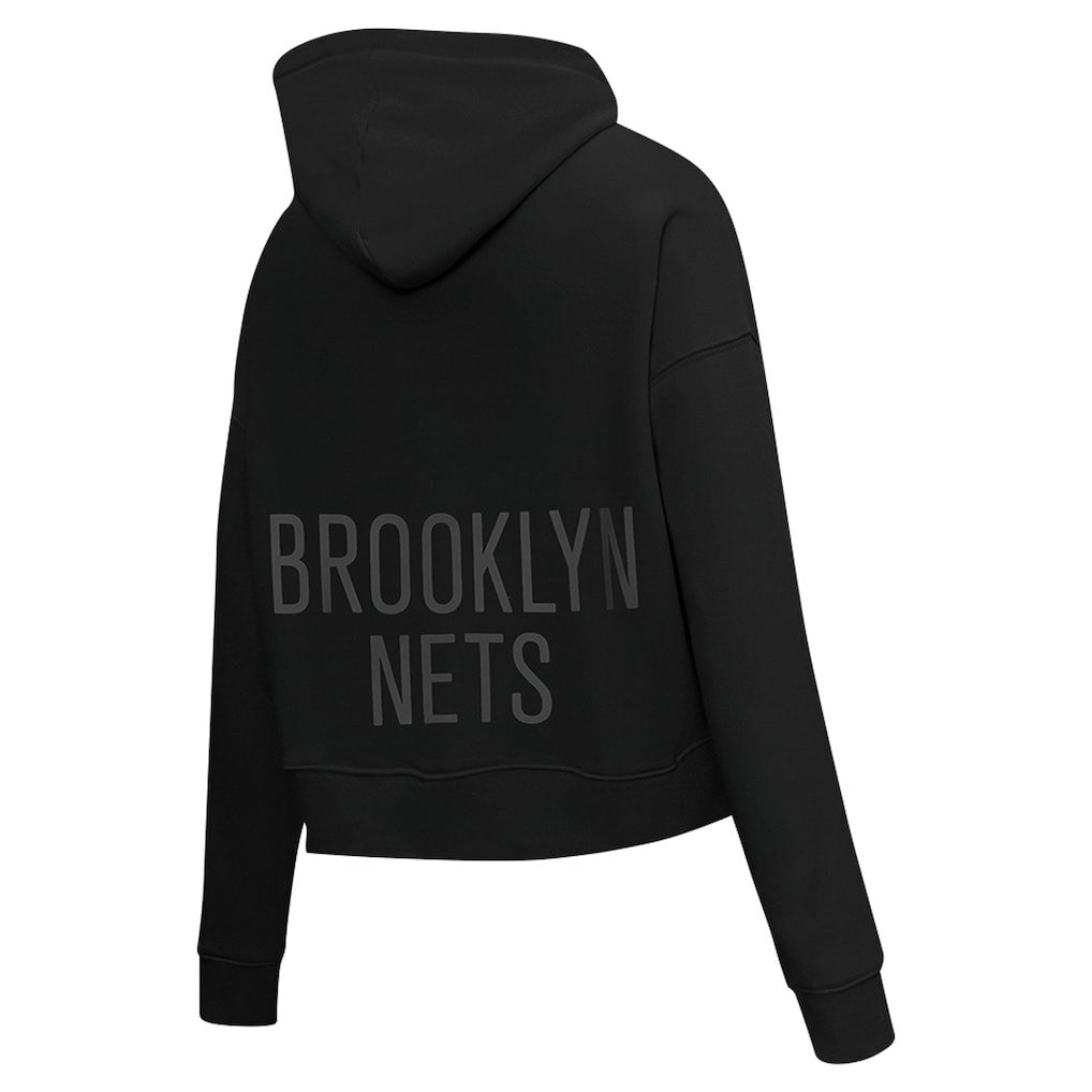 Brooklyn Nets Pro Standard Women's Jewels Cropped Pullover Hoodie - Black for sale