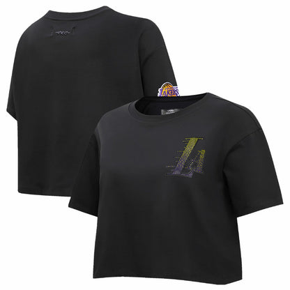 Los Angeles Lakers Pro Standard Women's Jewels Boxy Cropped T-Shirt - Black online