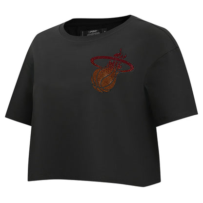 Miami Heat Pro Standard Women's Jewels Boxy Cropped T-Shirt - Black online