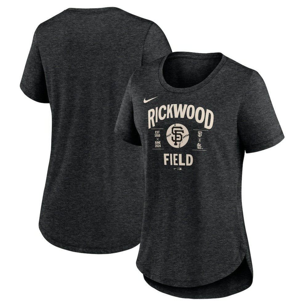 San Francisco Giants Women's 2024 Rickwood Classic Tribute Tri-Blend T-Shirt - Heather Black | Nike