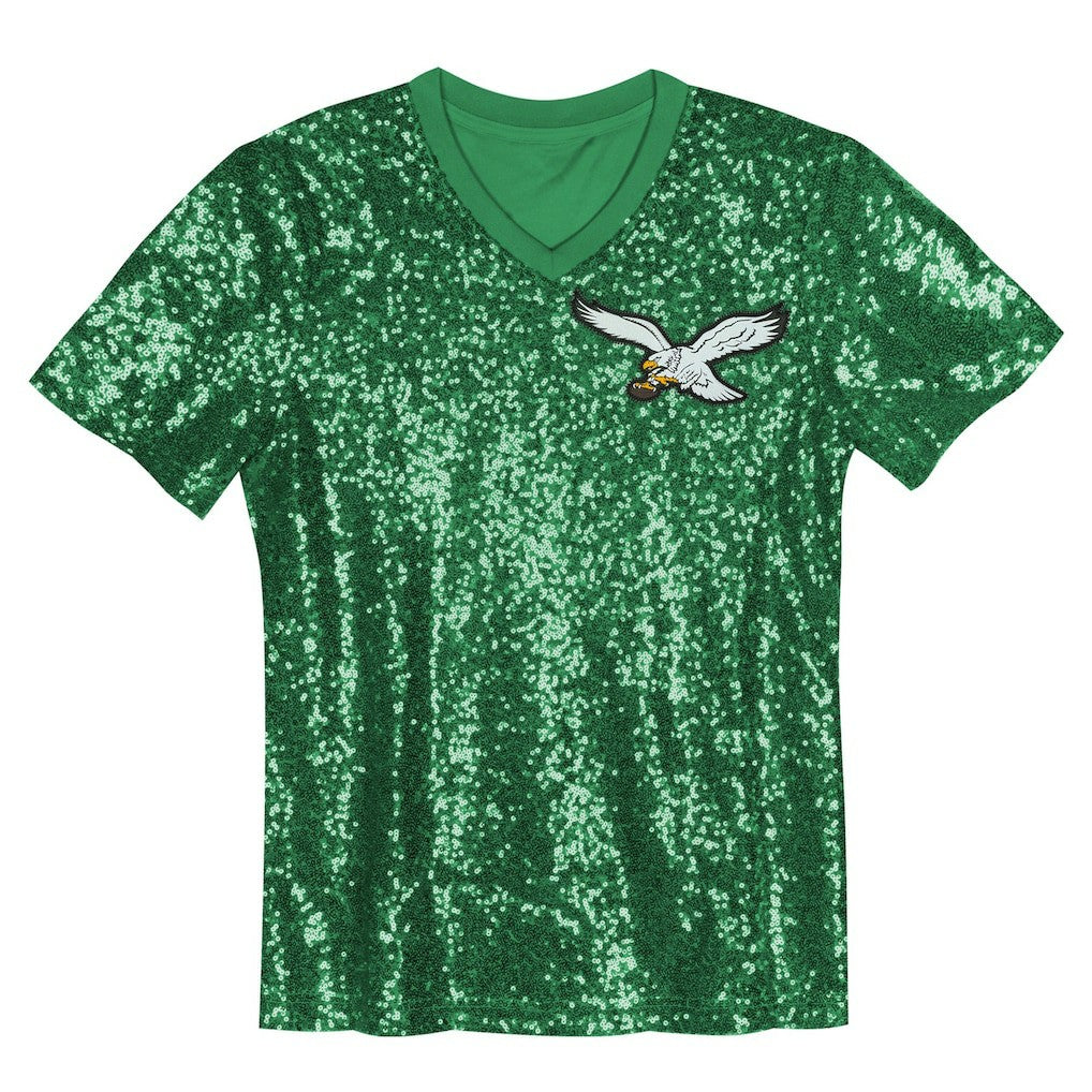 Jalen Hurts Philadelphia Eagles Girls Youth Sequin V-Neck Fashion Jersey - Kelly Green discount