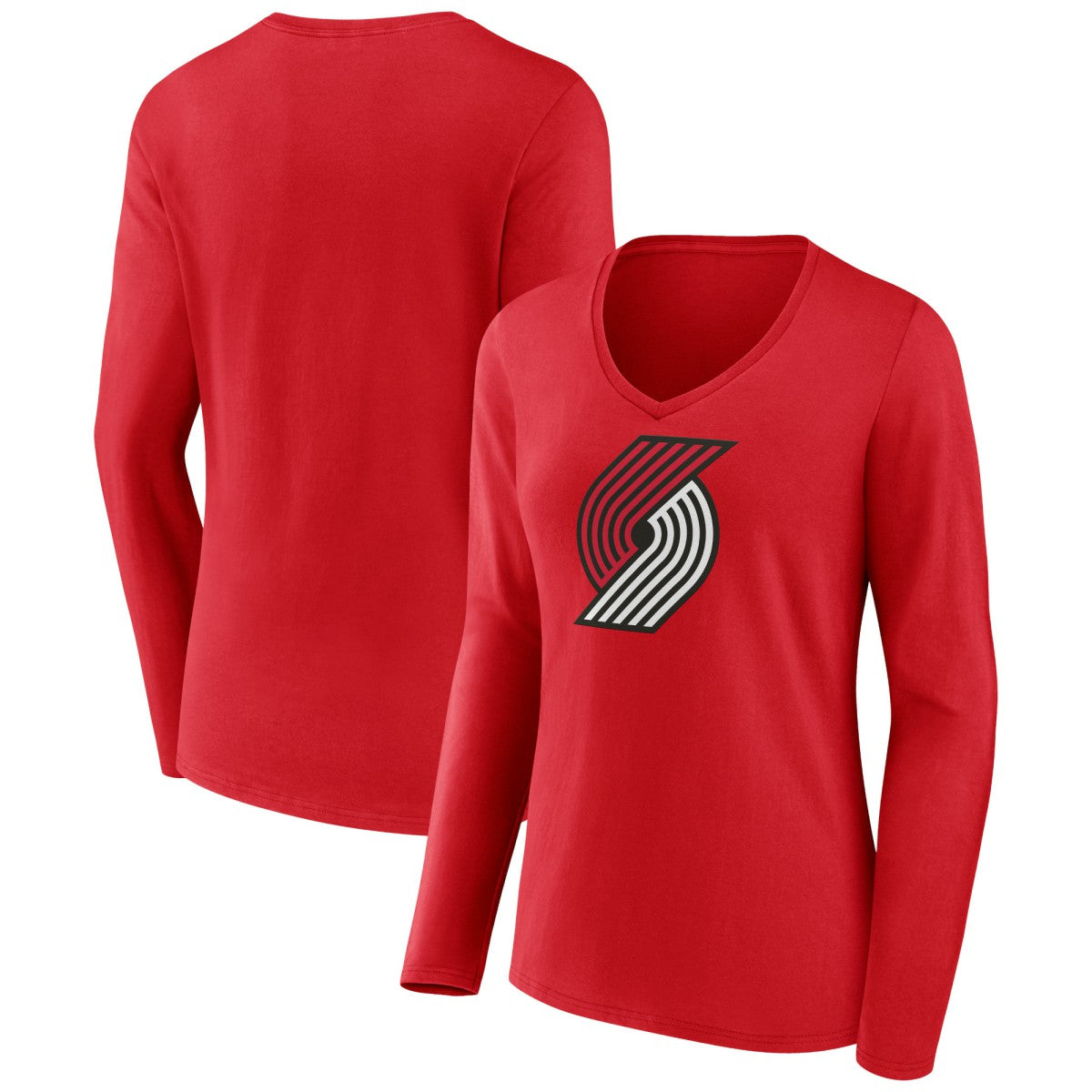 Portland Trail Blazers Women's Primary Logo Long Sleeve V-Neck T-Shirt - Red online
