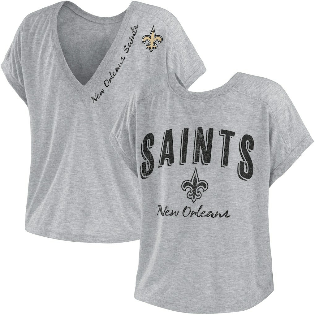 New Orleans Saints WEAR by Erin Andrews Women's Reversible T-Shirt - Heather Gray sale