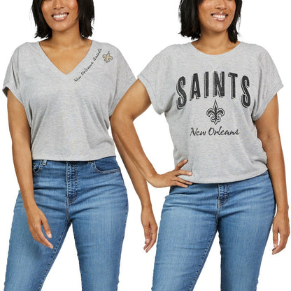 New Orleans Saints WEAR by Erin Andrews Women's Reversible T-Shirt - Heather Gray sale