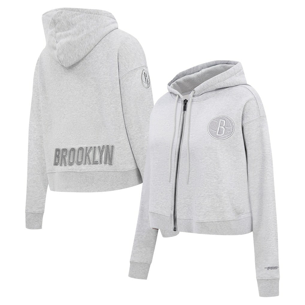 Brooklyn Nets Pro Standard Women's Triple Tonal Full-Zip Hoodie - Heather Gray for sale