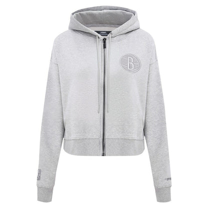 Brooklyn Nets Pro Standard Women's Triple Tonal Full-Zip Hoodie - Heather Gray for sale