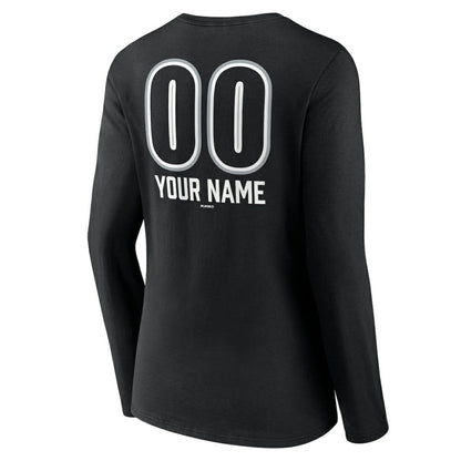Chicago White Sox Women's Personalized Name & Number Fastball Long Sleeve V-Neck T-Shirt - Black
