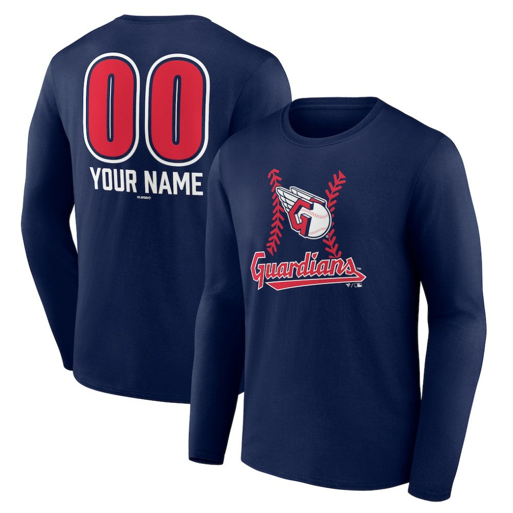 Cleveland Guardians Personalized Name & Number Fastball Long Sleeve T-Shirt - Navy