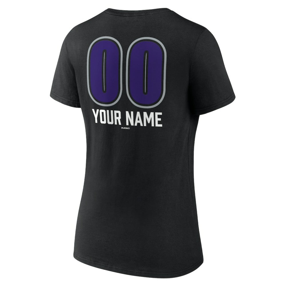 Colorado Rockies Women's Personalized Name & Number Fastball V-Neck T-Shirt - Black