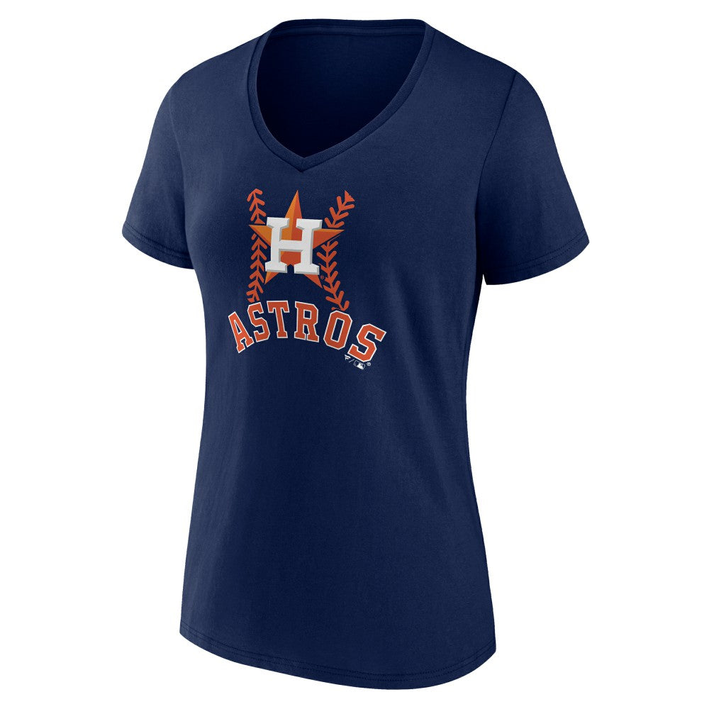 Houston Astros Women's Personalized Name & Number Fastball V-Neck T-Shirt - Navy