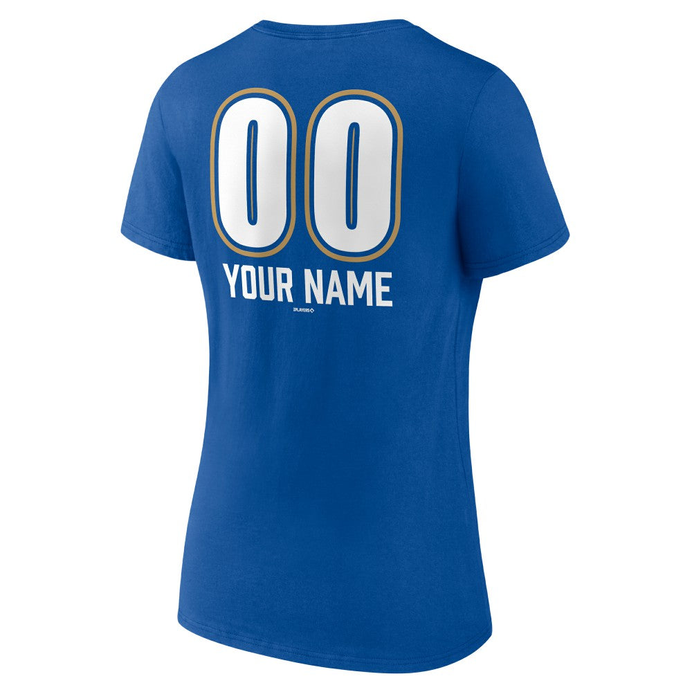 Kansas City Royals Women's Personalized Name & Number Fastball V-Neck T-Shirt - Royal