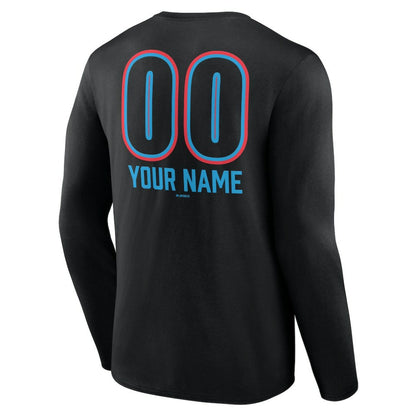 Miami Marlins Personalized Name & Number Fastball Long Sleeve T-Shirt - Black