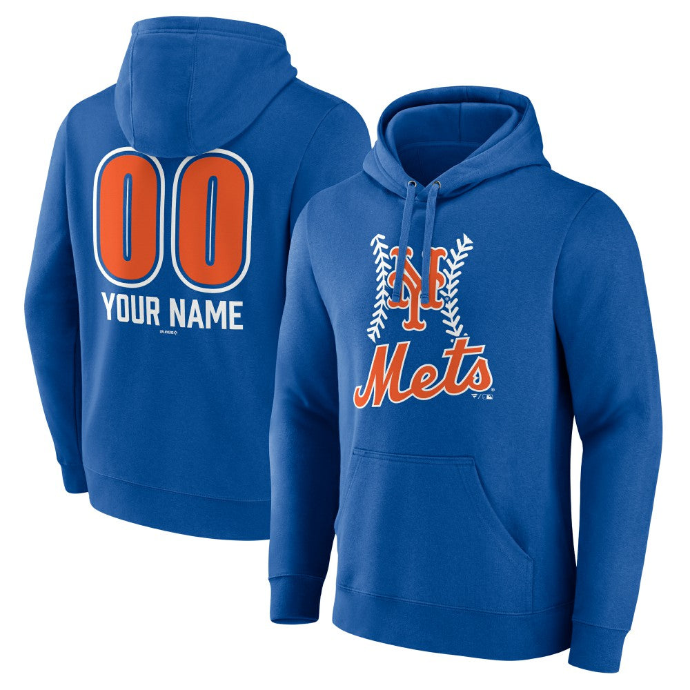 New York Mets Personalized Name & Number Fastball Pullover Hoodie - Royal