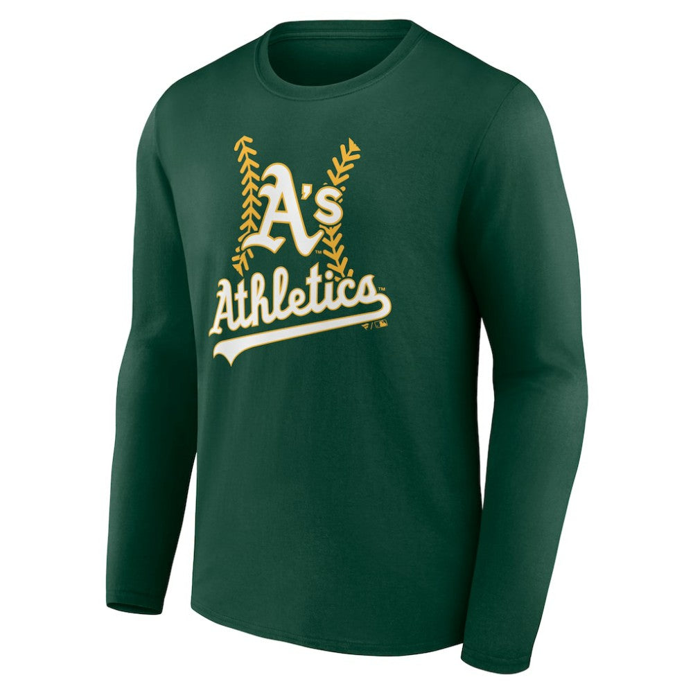 Athletics Personalized Name & Number Fastball Long Sleeve T-Shirt - Green