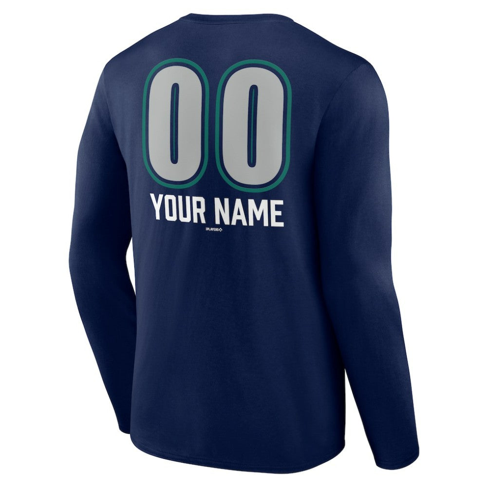 Seattle Mariners Personalized Name & Number Fastball Long Sleeve T-Shirt - Navy