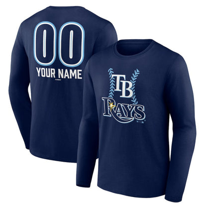 Tampa Bay Rays Personalized Name & Number Fastball Long Sleeve T-Shirt - Navy