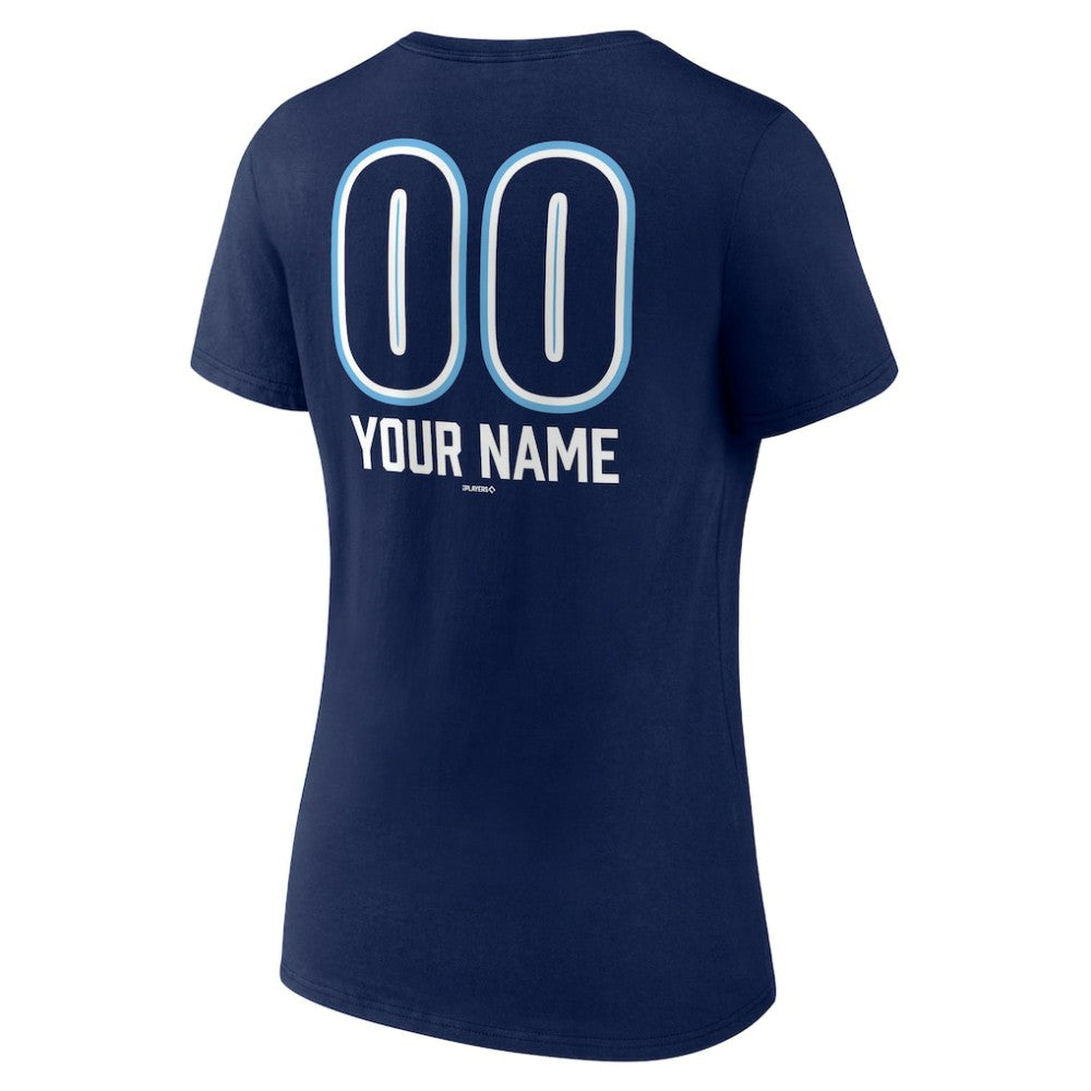 Tampa Bay Rays Women's Personalized Name & Number Fastball V-Neck T-Shirt - Navy