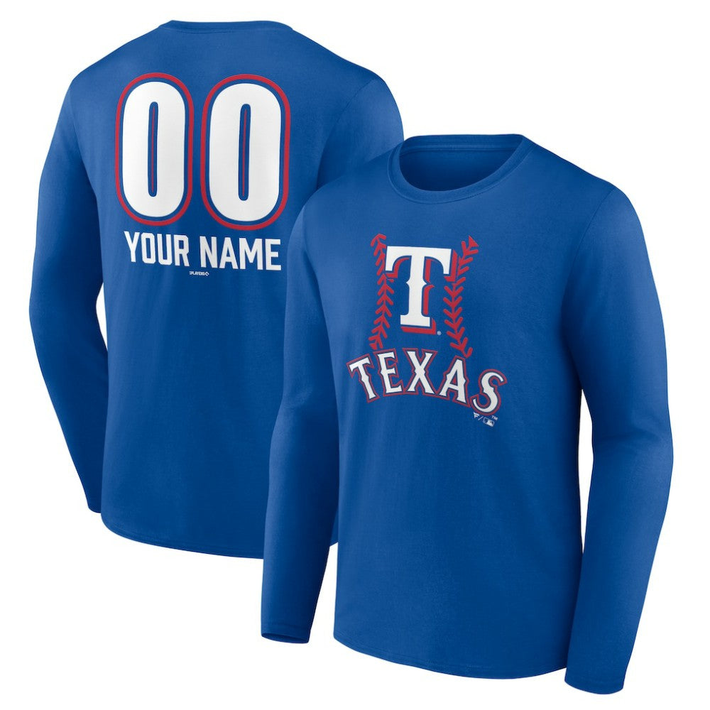 Texas Rangers Personalized Name & Number Fastball Long Sleeve T-Shirt - Royal
