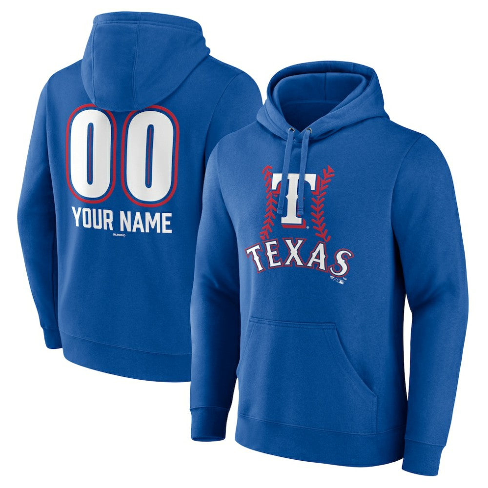 Texas Rangers Personalized Name & Number Fastball Pullover Hoodie - Royal