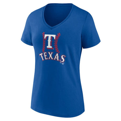 Texas Rangers Women's Personalized Name & Number Fastball V-Neck T-Shirt - Royal