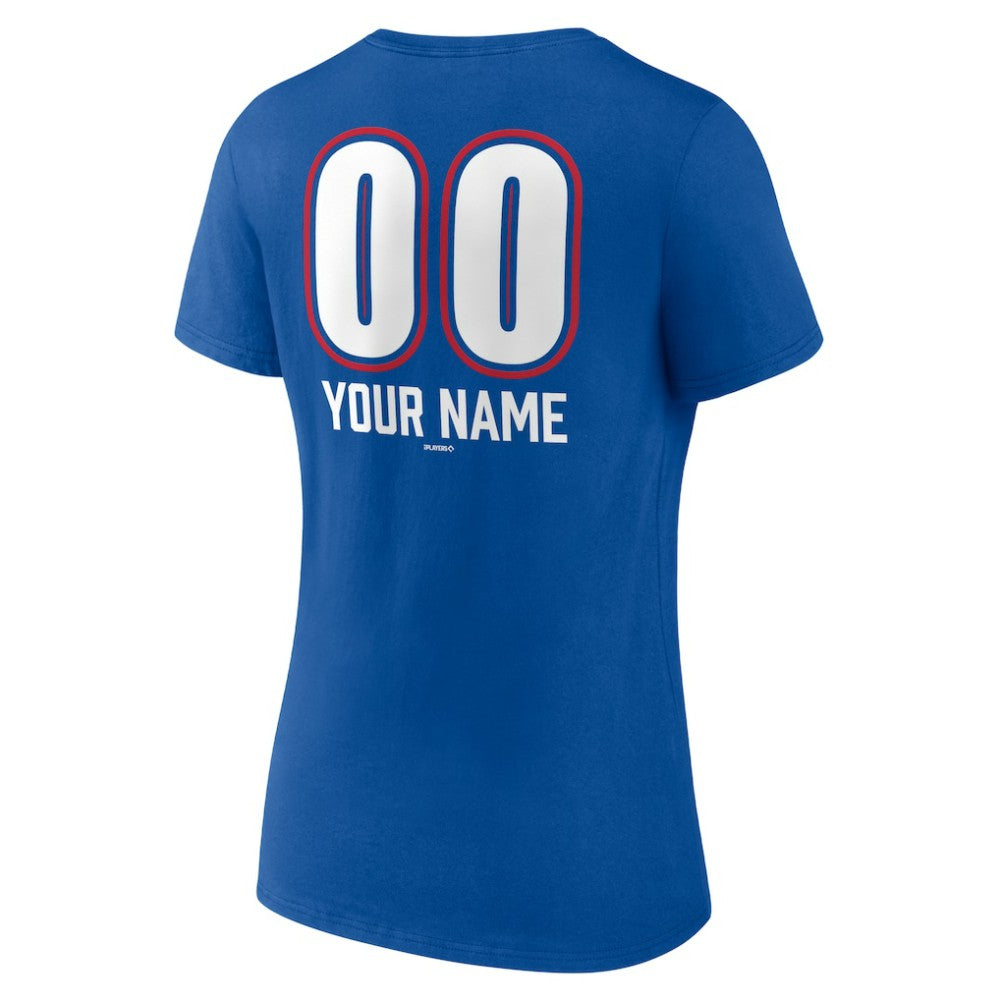 Texas Rangers Women's Personalized Name & Number Fastball V-Neck T-Shirt - Royal