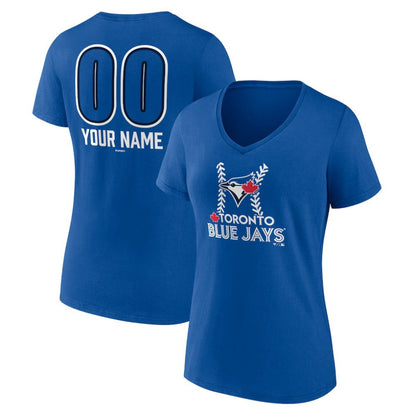 Toronto Blue Jays Women's Personalized Name & Number Fastball V-Neck T-Shirt - Royal