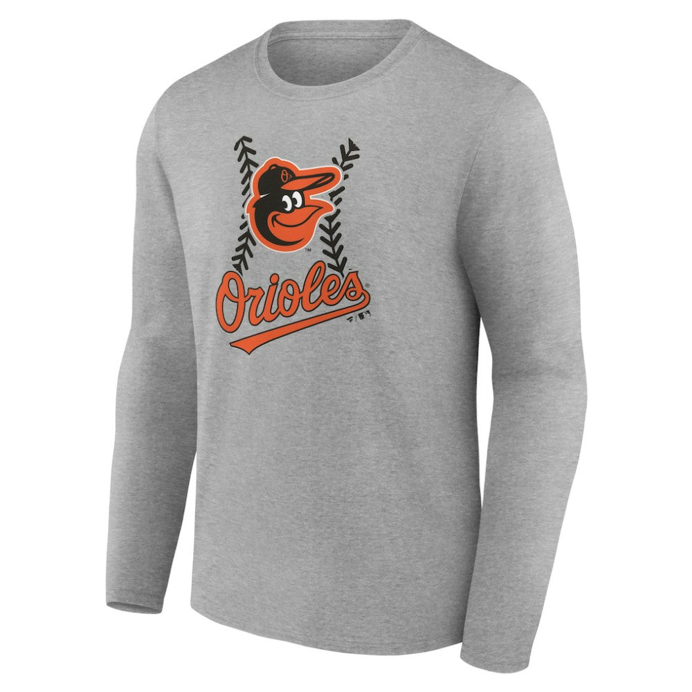 Baltimore Orioles Personalized Name & Number Fastball Long Sleeve T-Shirt - Gray