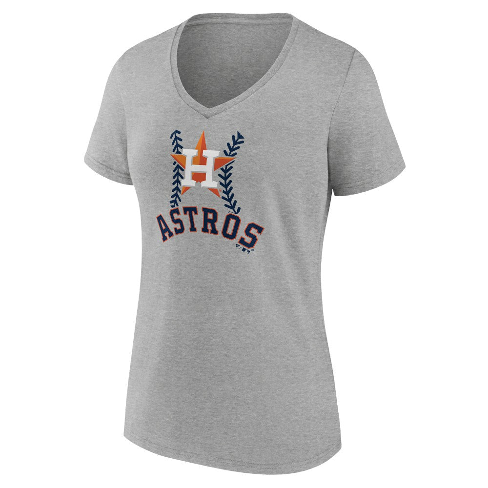 Houston Astros Women's Personalized Name & Number Fastball V-Neck T-Shirt - Gray