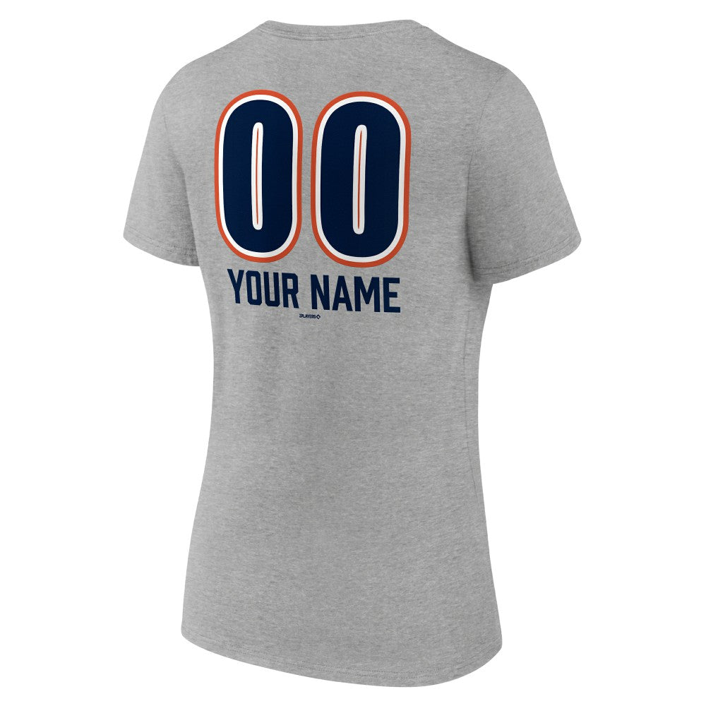 Houston Astros Women's Personalized Name & Number Fastball V-Neck T-Shirt - Gray