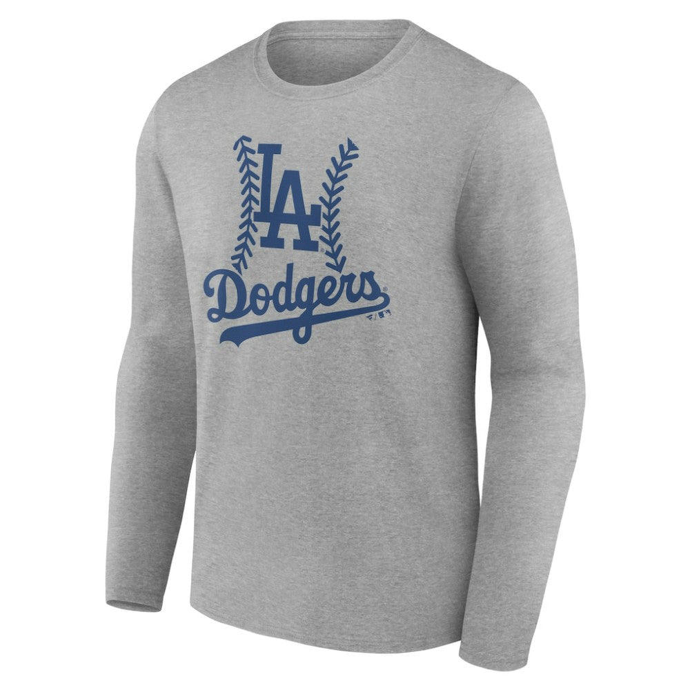 Los Angeles Dodgers Personalized Name & Number Fastball Long Sleeve T-Shirt - Gray