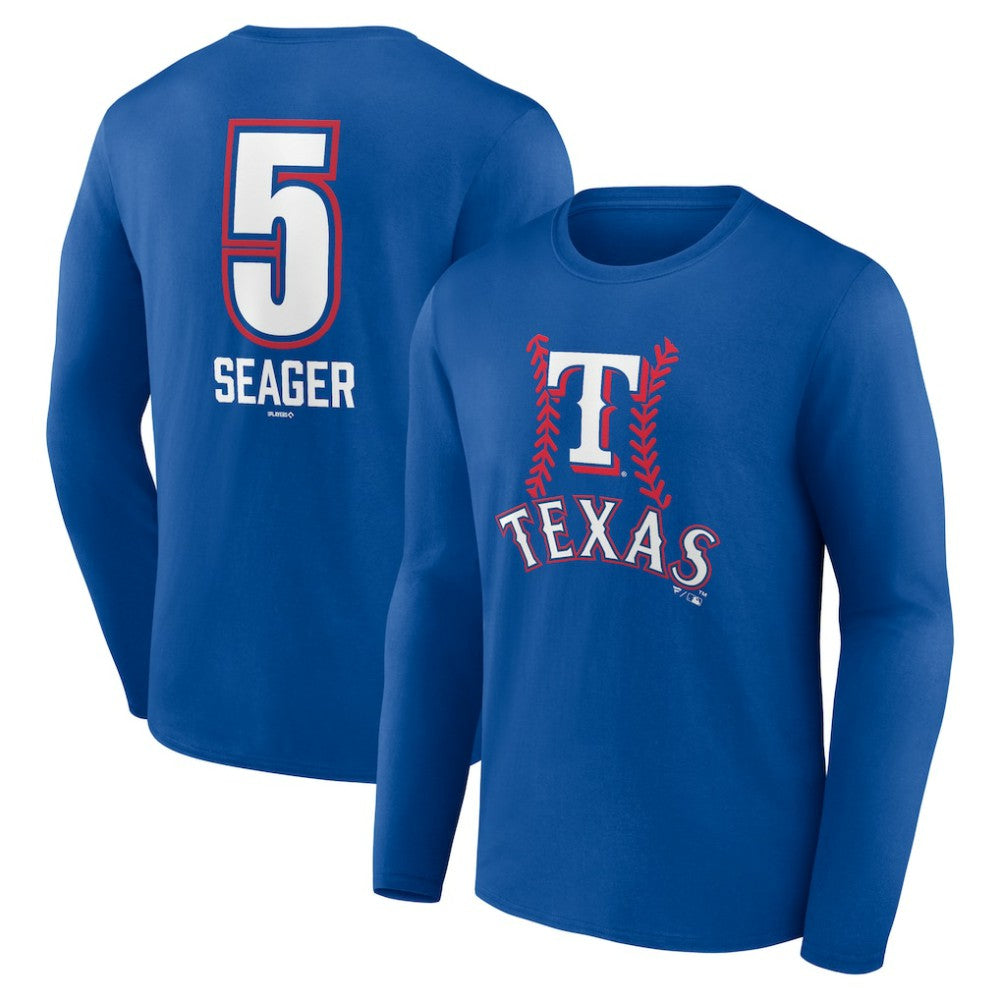Corey Seager Texas Rangers Fastball Player Name & Number Long Sleeve T-Shirt - Royal