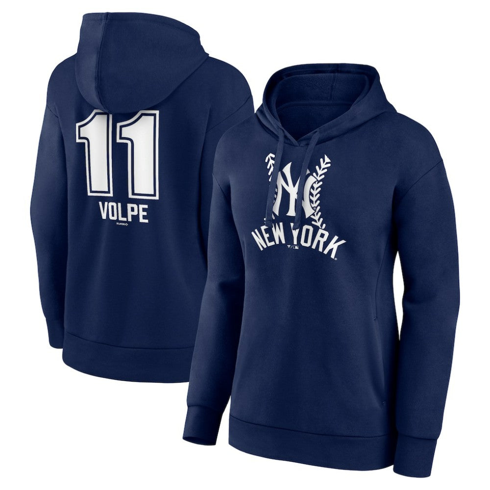 Anthony Volpe New York Yankees Women's Fastball Player Name & Number Pullover Hoodie - Navy