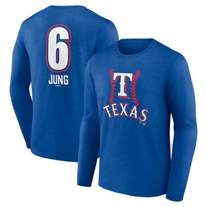 Josh Jung Texas Rangers Fastball Player Name & Number Long Sleeve T-Shirt - Royal