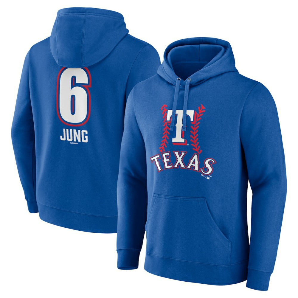 Josh Jung Texas Rangers Fastball Player Name & Number Pullover Hoodie - Royal