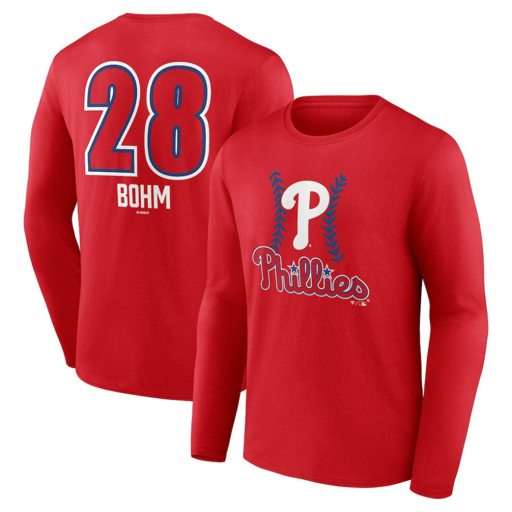 Alec Bohm Philadelphia Phillies Fastball Player Name & Number Long Sleeve T-Shirt - Red