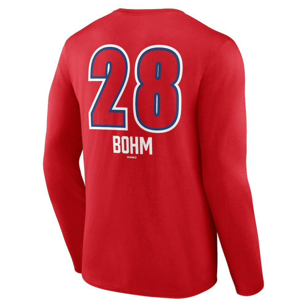 Alec Bohm Philadelphia Phillies Fastball Player Name & Number Long Sleeve T-Shirt - Red
