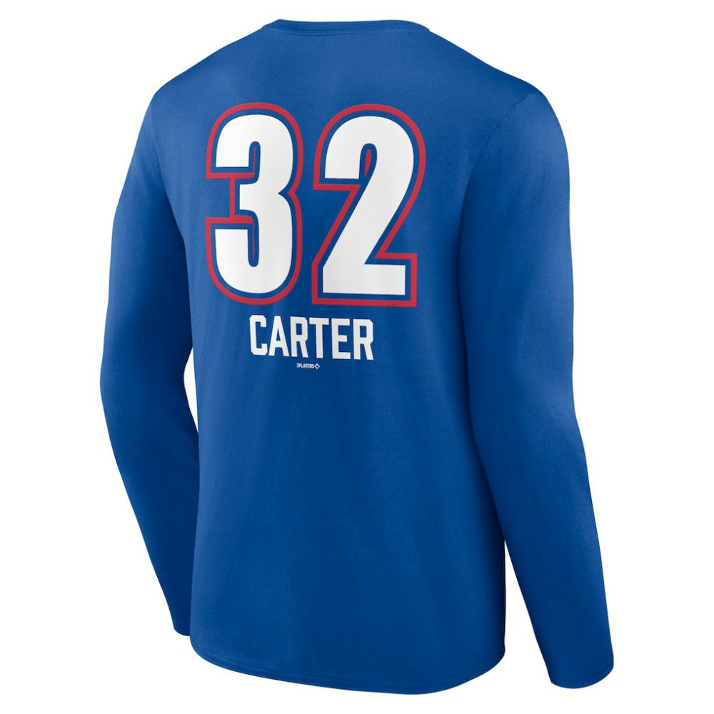 Evan Carter Texas Rangers Fastball Player Name & Number Long Sleeve T-Shirt - Royal