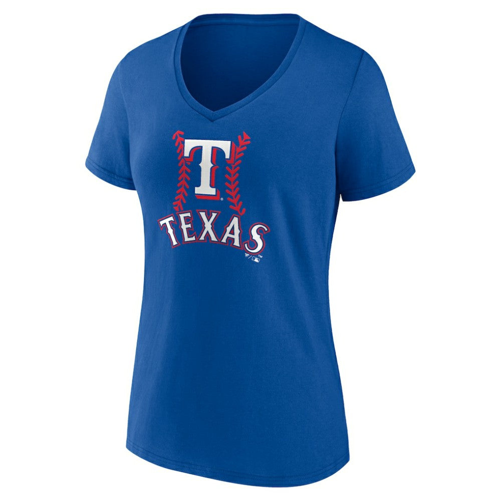 Evan Carter Texas Rangers Women's Fastball Player Name & Number V-Neck T-Shirt - Royal
