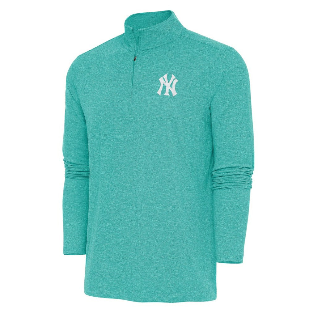 New York Yankees Antigua Hunk Quarter-Zip Top - Heather Aqua