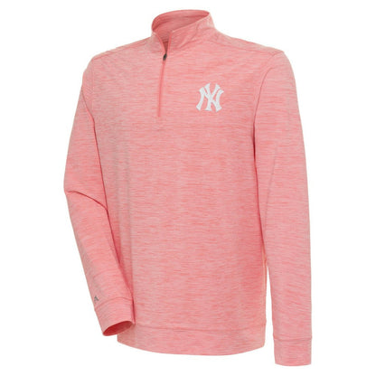 New York Yankees Antigua Bright Quarter-Zip Pullover Top - Coral