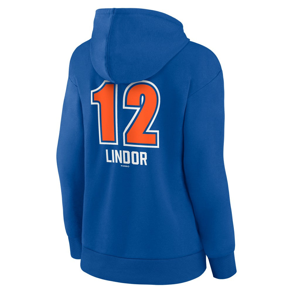 Francisco Lindor New York Mets Women's Fastball Player Name & Number Pullover Hoodie - Royal