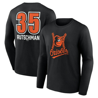 Adley Rutschman Baltimore Orioles Fastball Player Name & Number Long Sleeve T-Shirt - Black