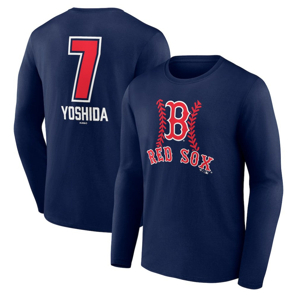 Masataka Yoshida Boston Red Sox Fastball Player Name & Number Long Sleeve T-Shirt - Navy