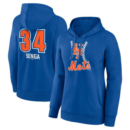 Kodai Senga New York Mets Women's Fastball Player Name & Number Pullover Hoodie - Royal