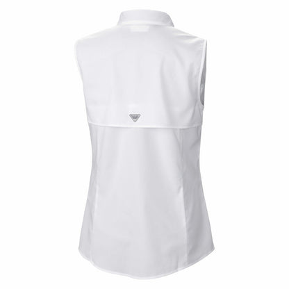 Houston Texans Women's PFG Tamiami Omni-Shade Sleeveless Button-Up Shirt - White on sale