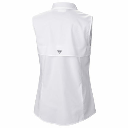 Atlanta Falcons Women's PFG Tamiami Omni-Shade Sleeveless Button-Up Shirt - White on sale