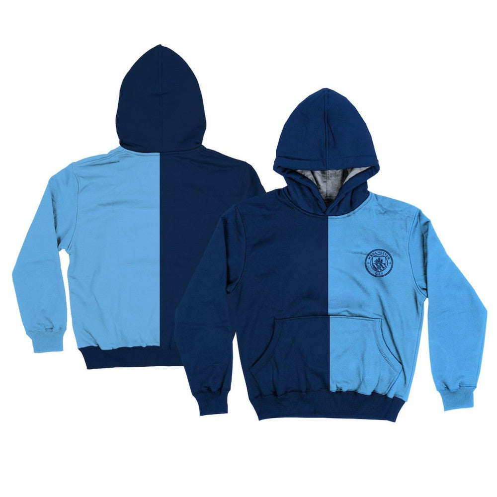 Manchester City Vive La Fete Youth Color Block Fleece Pullover Hoodie - Navy/Sky Blue outlet